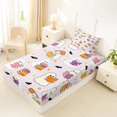thumbnail image 4 of Manfei Halloween Kawaii Ghost Twin Sheets 3pcs, Festival Theme Bats Bedding, Lavender Purple White,1 Fitted Sheet, 1 Flat Sheet and 1 Pillowcase, 4 of 5