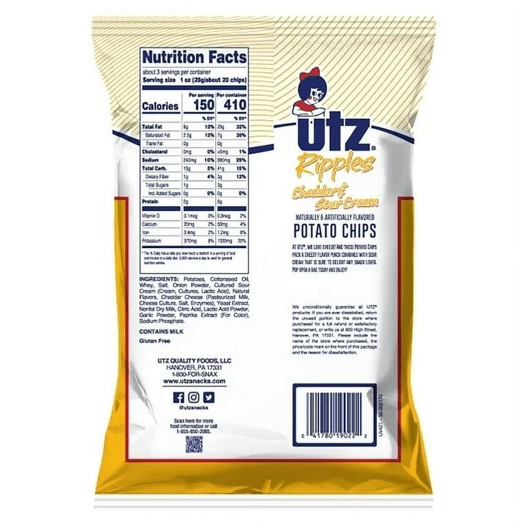 Utz Quality Foods Cheddar & Sour Cream Potato Chips, 14 Utz Quality Foods Cheddar & Sour Cream Potato Chips, 14