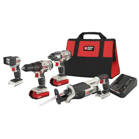

Porter-Cable PCCK615L4 20V MAX Cordless Lithium-Ion 4-Tool Compact Combo Kit