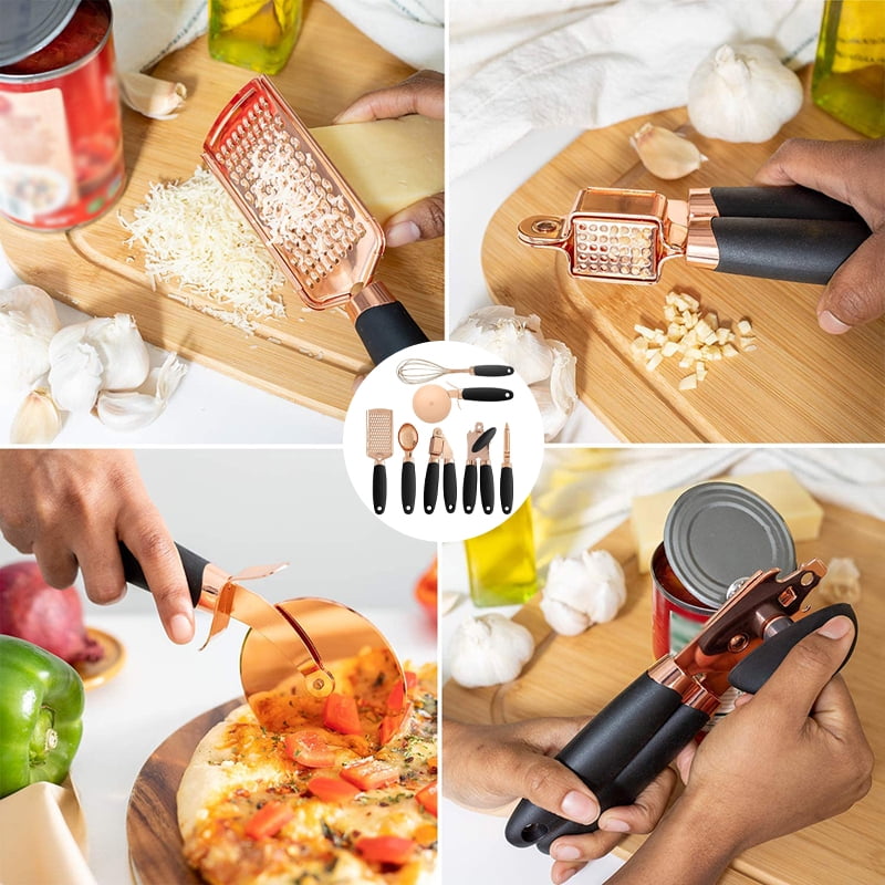 suhongstore 7PC Kitchen Gadget Set Rose Gold Garlic Scoop Peeler Cheese  Grater Kitchenware Kitchen Accessories Cooking Spoons (Color : H) (Color :  H)