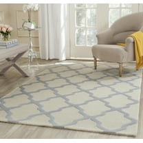 SAFAVIEH Cambridge Liam Geometric Wool Area Rug, Ivory/Light Blue, 9' x 12'