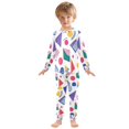 thumbnail image 6 of FORMRS Long Sleeve Top and Pants Pajama Set for Niños 2-Piece Sleepwear, Sizes 18M-8Y, Green Retro Shapes, 6 of 6