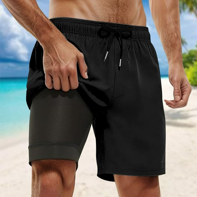 WILLBEST Bañador Casual para Hombre con Forro de Compresión y Entrepierna, con Bolsillos