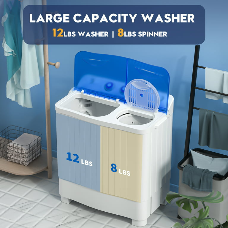  Portable washers 20lbs Compact Washing Machine and Spinner Twin  Tub Washer and Dryers for Home Apartment Dorms,Grey : Appliances