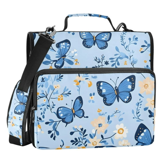 ALAZA Zipper Binder Butterfly Flowers 3 Ring Trapper Keeper File Folder Organizer Bag