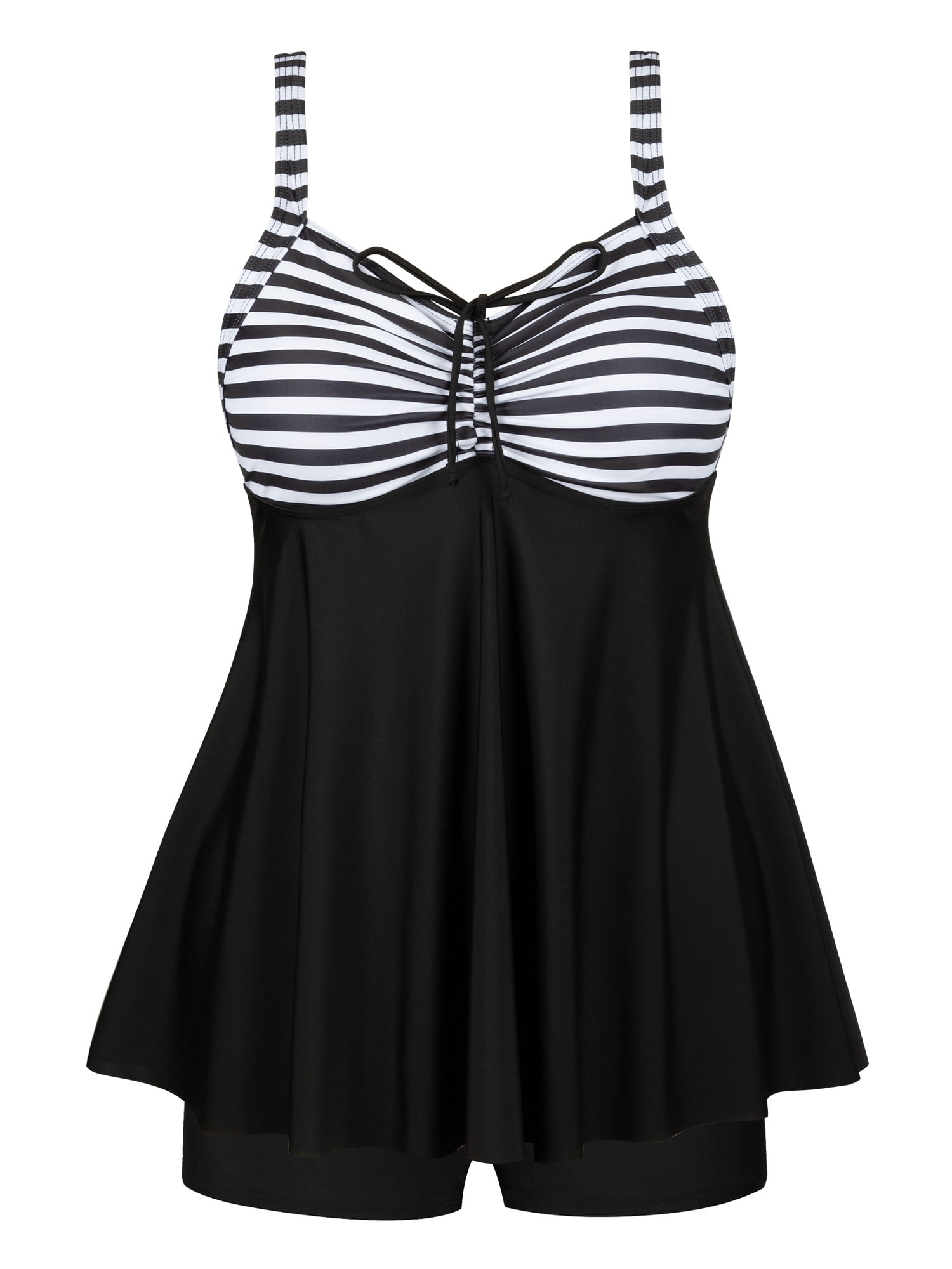 Women Plus Size Two Piece Swimsuits Flowy Tankini Swim Dress