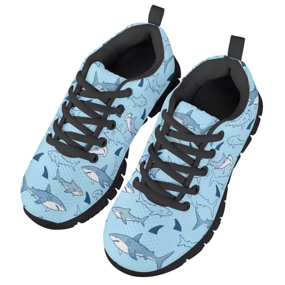 Chririnla Blue Shark Sneakers for Boys Size 10.5 Kids School Mesh Shoes Breathable Slip on Tennis Running Shoes Lightweight Sport Athletic