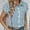 Light Blue, variant on Dasayo Black Womens Tops Cropped Business Casual Cap Sleeve Collared Striped Button-up Shirts Camisoles for Women M