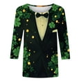 thumbnail image 5 of SELONE 3/4 Pullover Tops Womens St. Patricks Day 3/4 Sleeve V Neck Pullover Patterned Sweatshirt Loose Outerwear Gray XL, 5 of 5