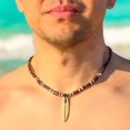thumbnail image 2 of Bluerica Wood Surfboard On Black Coconut Shell Beads Necklace, 2 of 5