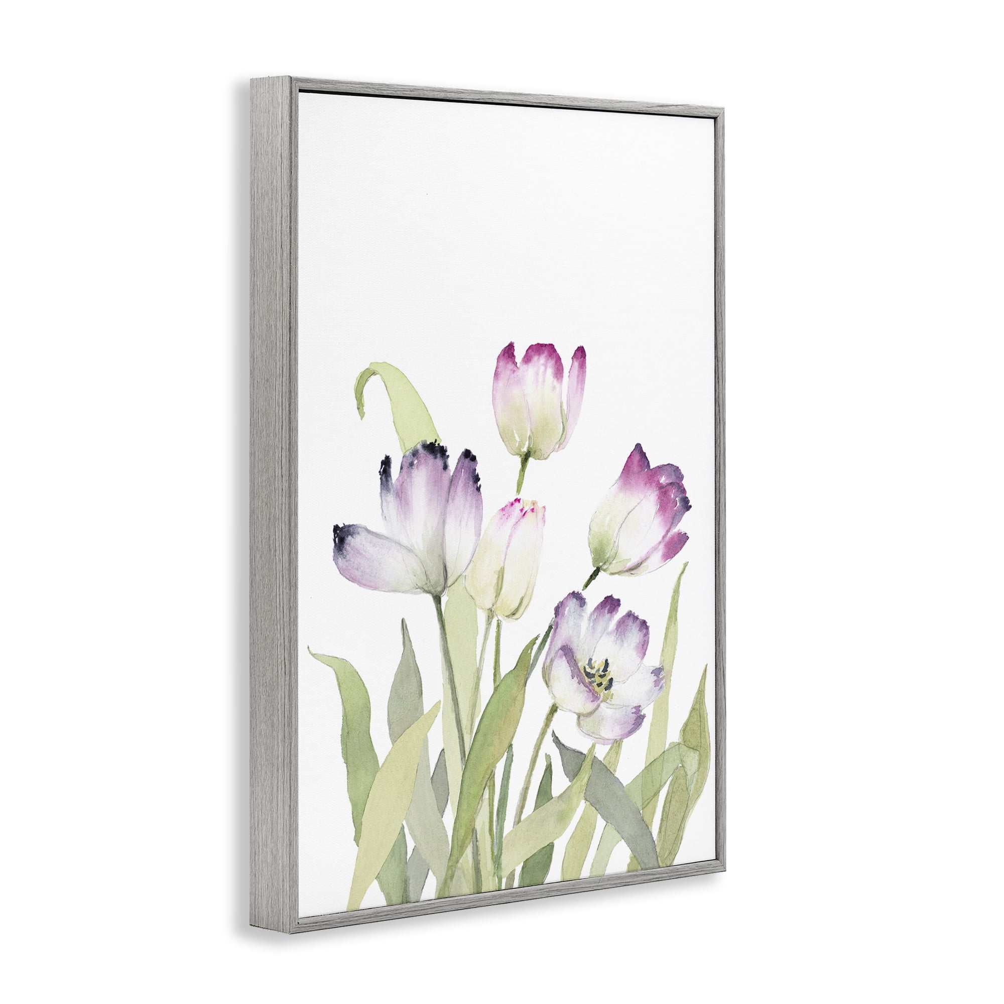 Stupell Industries Fresh Garden Tulips Botanical & Floral Painting Gray Framed Art Print Wall Art, 16 x 24