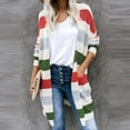 thumbnail image 2 of CEHVOM Cardigans à Rayures Imprimées Patchwork pour Femmes Manteau à Manches Longues Ouvert en Liquidation, 2 of 4