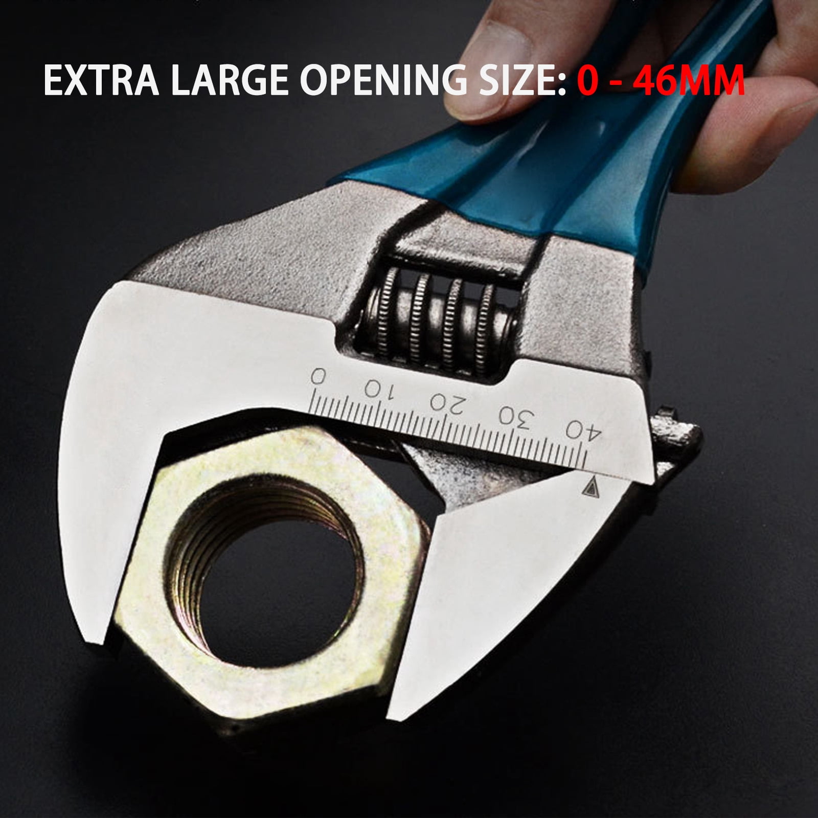 Compact Adjustable Wrench with Wide Jaw - Carbon Steel Ergonomic Grip for Plumbing Mechanical Maintenance