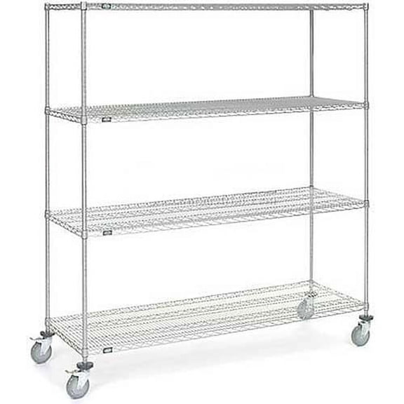 Nexel Chrome Wire Shelf Truck, 72x24x80 1200 Pound Capacity