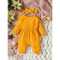 thumbnail image 3 of Bagilaanoe Newborn Baby Girl Fall Jumpsuits Ruffles Long Sleeve Bodysuits + Headband 1M 3M 6M Infant Casual One Piece Rompers, 3 of 8