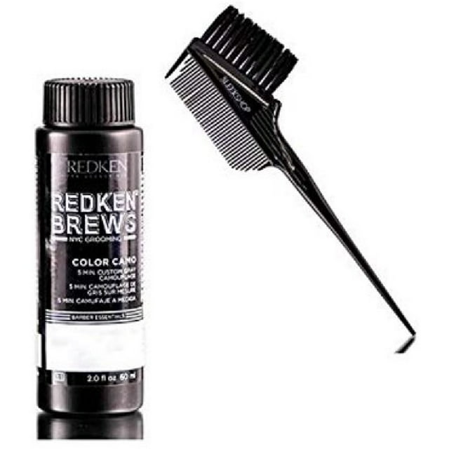 Redken Original Gloss NYC Grooming Brews MEN COLOR CAMO 5 Minute Custom Gray Camoflauge Hair Color (w/ Sleek 3-in-1 Comb & Brush) Grey Haircolor Dye Man (DARKEST NATURAL)
