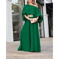 thumbnail image 4 of CHICME Womens Outfit Sets Skew Neck Lantern Sleeve Loose Tops and Zipper Fly Wide Leg Pants Two Piece Sets for Women Dark Green-2XL, 4 of 9
