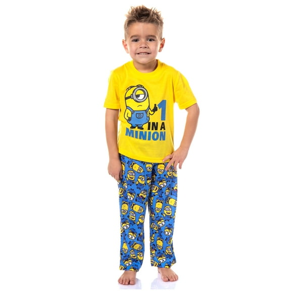 Despicable Me Minions Toddler Boys' 1 In A Minion Short Sleeve Sleep Shirt Pant 2 Piece Pajama Set Sleepwear Loungewear
