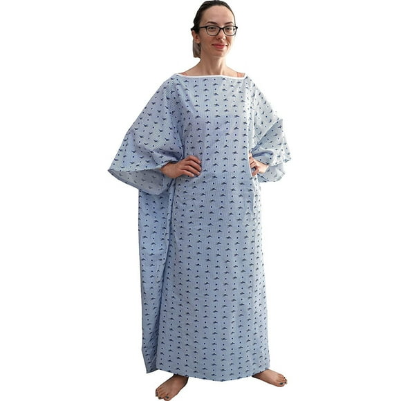 Care Outfit Unisex Hospital Gowns with Tie Back, Blue Wave, 3/Pack, 10XL