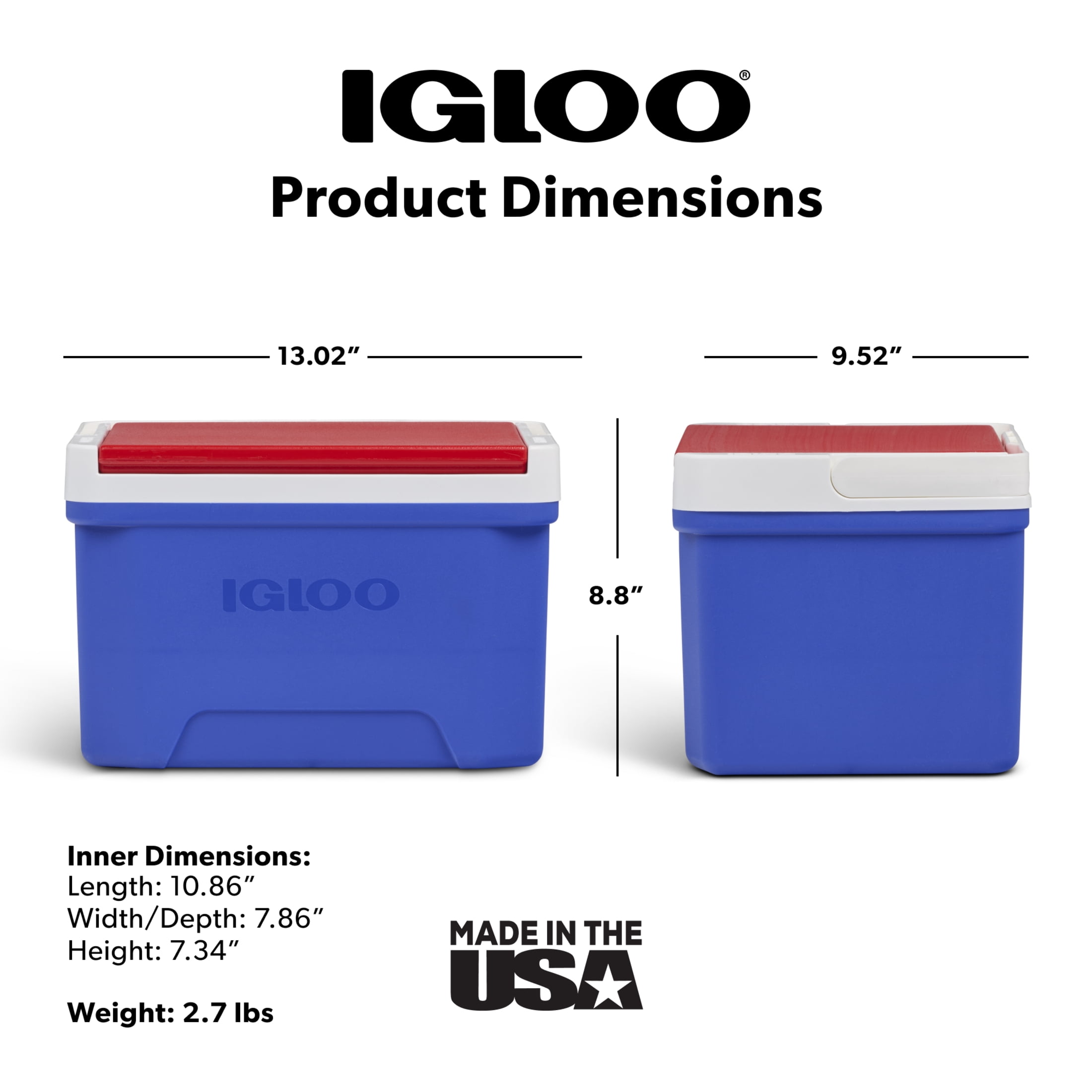 Igloo 9 QT Laguna Ice Chest Cooler, Blue Red and White