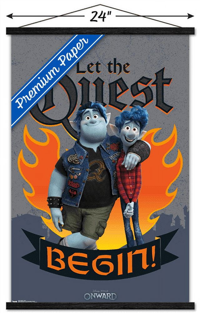 Disney Pixar Onward - Quest Wall Poster with Wooden Magnetic Frame, 22.375" x 34"