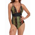 thumbnail image 4 of Women’s Printed V Neck Swimsuits Tummy Control One Piece Bathing Suit Crisscross Low Back Monokini Swimwear Slimming, 4 of 6