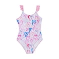 thumbnail image 5 of LRen Girls One Piece Swimsuit Quick-Dry Beach Rash Guard Swimsuit Kids Bathing Suits Princess Bikini Set with Cover-Up Skirt,Pink,10 Years, 5 of 9
