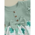 thumbnail image 6 of BABAMOON Newborn Baby Girls St. Patrick's Day Romper Dress Long Sleeve Clover Print Ruffle Jumpsuit with Headband Clothes, 6 of 9