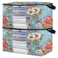 thumbnail image 2 of WOBOGO Red and White Vintage Flowers Clothes Storage 2Pack Foldable Thick Fabric Blanket Organizer Bag with Handle 24.8×16.93×16.17in, 2 of 7