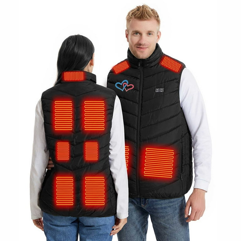 QATAINLAV Men and Women Christmas Heated Vest Funny Printed Sleeveless Heated Jacket Unisex 11 Heating Zones Warm Puffer Vest with 3 Heating Levels Daily Deals of the Day Black XL Walmart