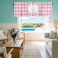 thumbnail image 6 of Valentine's Day Valances for Windows Cute Sweet Pink Plaid Love Heart Rod Pocket Curtain Valance Window Treatment Short Curtains for Kitchen Living Room, 42"x18", 6 of 7
