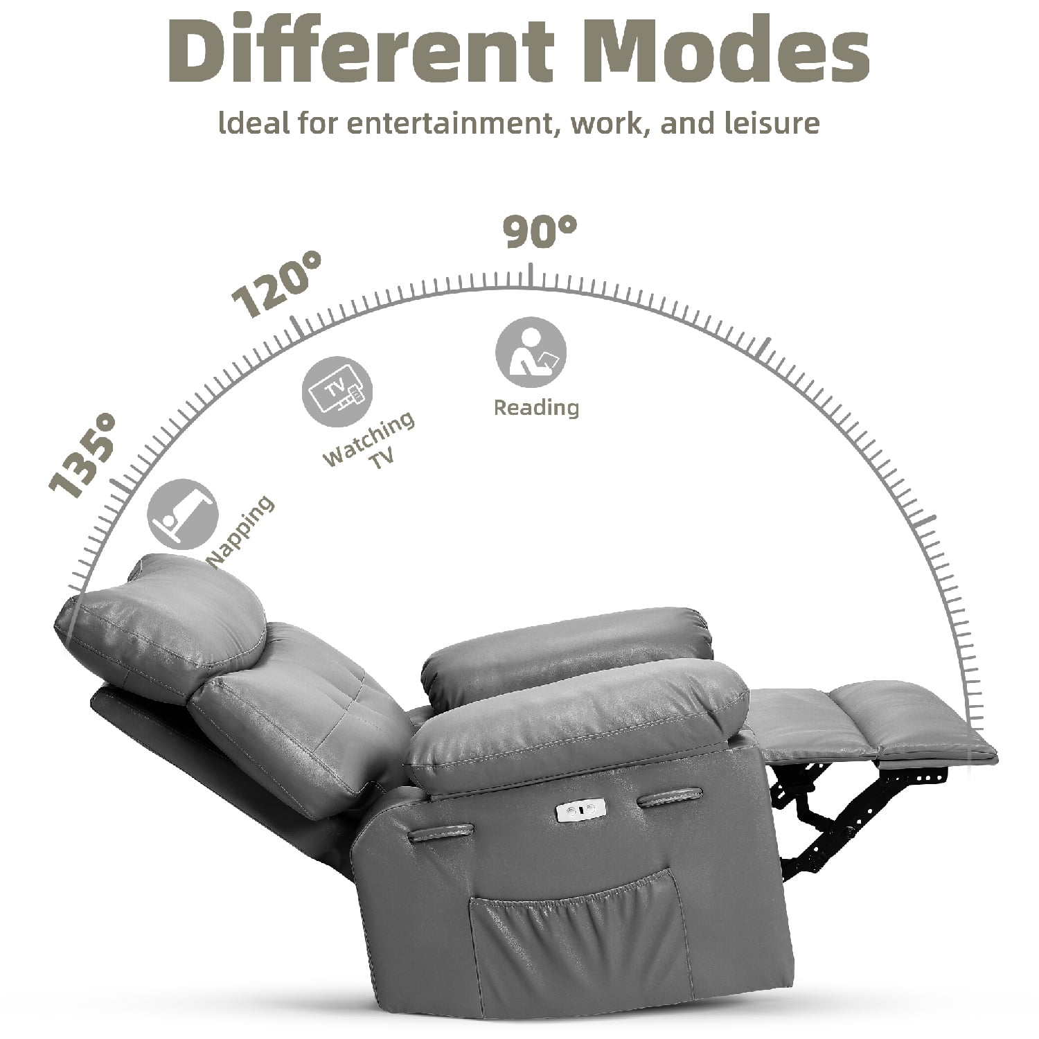 Shininglove Oversized Swivel Rocker Recliner Chair - Extra Wide PU Leather Manual Recliner with Thick Cushioning, 360° Rotation & 30° Rocking, Supports 400 lbs, for Living Room, Bedroom