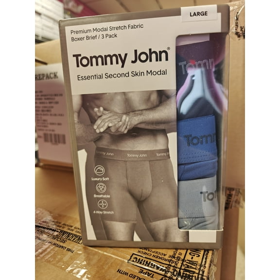Tommy John Men's 3-Pack Luxe Modal Boxer Briefs, Medium