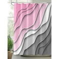 thumbnail image 2 of Pink Grey Ombre Long Shower Curtain Set, Waterproof Shower Curtains for Bathroom, Modern Geometric Abstract Aesthetics Cream Washable Fabric Cloth Bath Curtain for Bathtub with Hooks 72x84 Inches, 2 of 5