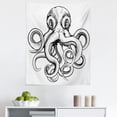 thumbnail image 1 of Octopus Tapestry, Illustration of Octopus in a Woodblock Style Monochromic Art, Fabric Wall Hanging Decor for Bedroom Living Room Dorm, 5 Sizes, Brown White, by Ambesonne, 1 of 1
