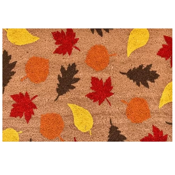 KCEHTA Happy Fall Welcome Mat, Fall Maple Leaf Pumpkin Door Mat, Autumn Front Door Mat, Halloween Thanksgiving Welcome Doormat Indoor Outdoor Entryway Rug Floor Mats