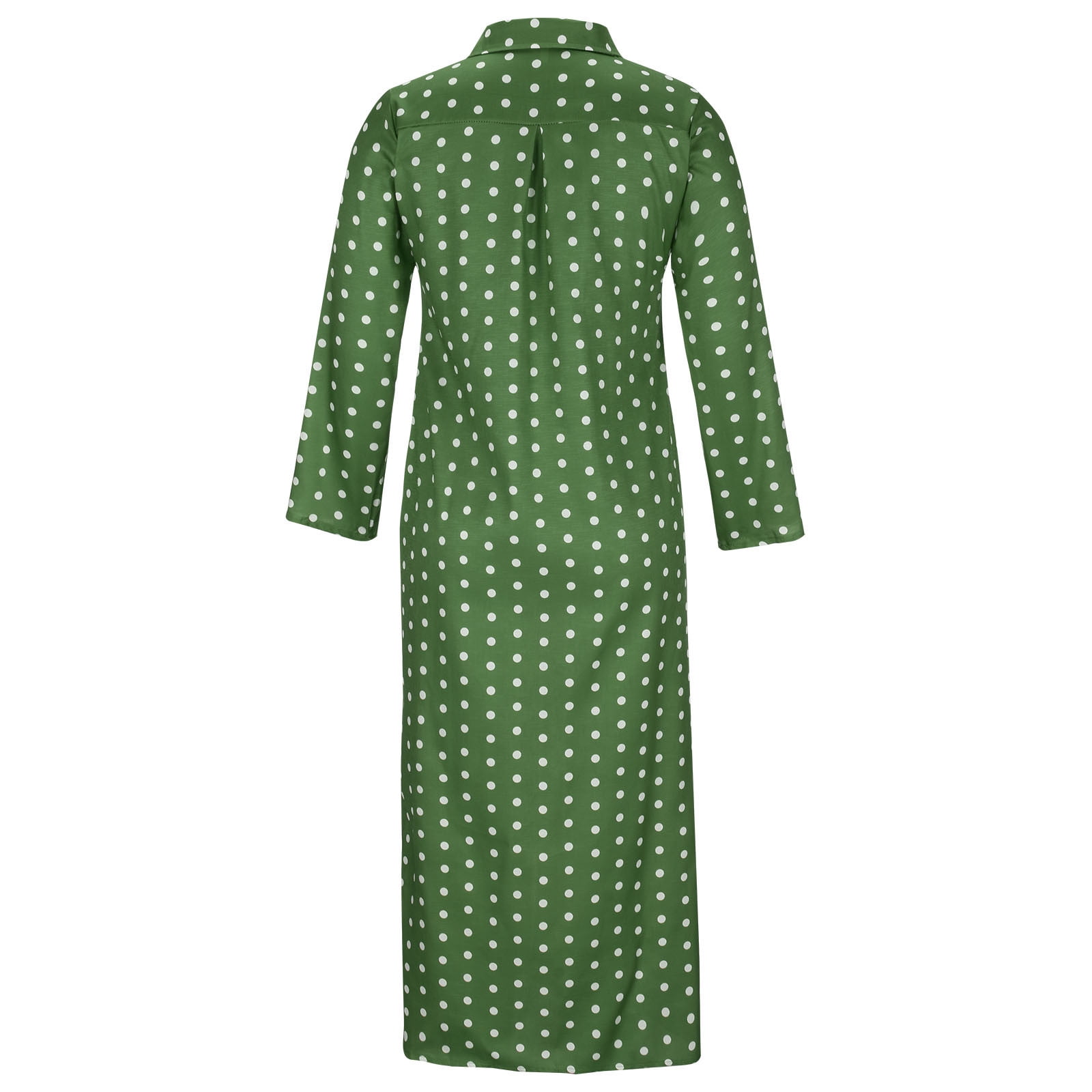 Meichang Dresses for Women Long Sleeve Collar Button Down Maxi Shirt Dresses  Trendy Polka Dot Print Long Beach Dresses with Pockets Green L - Walmart.com