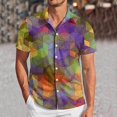 thumbnail image 2 of ChaoLingNeng Carnival Men Shirt,Mens Mardi Sequin Fashion Digital 3D Printed Short Sleeve Lapel Button Down Shirt Top,Mardi Gras Holiday Shirt for Men, 2 of 5
