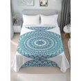 thumbnail image 4 of Twin Flat Sheet 66"x96", Turquoise Boho Soft Lightweight Bedding Flat Sheets Only, Retro Ethnic Teal Geometric Aesthetic Brushed Microfiber Top Bed Sheet, Breathable StainResistant Bedsheets, 4 of 9