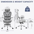 thumbnail image 2 of Yiwa High Back Mesh Desk Chair, Ergonomic Design with 3D Adjustable Armrests, Swivel Base, and Extendable Footrest, 2 of 8