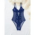 thumbnail image 5 of Blue Lace Bodysuit Sheer Crotchless Lingerie, 5 of 5