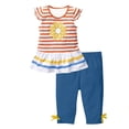 thumbnail image 4 of SGMVNU Girls 2 Piece Summer Outfits Floral and Striped Ruffle Hem Flutter Sleeve Top with Capri Pants Clothing Set, Size 9-10 Years, Blue, 4 of 4