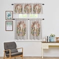 thumbnail image 3 of Kitchen Window Curtains Valance and Tier Set, Easter Spring Floral Bunny Egg Rod Pocket Tier Curtain Valance Set, Watercolor Flower on Lilac Plaid Light Filtering Cafe Curtains for Bedroom, 3 of 9