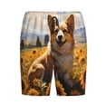thumbnail image 3 of Picia Cute Corgi Sunflower Pajama Shorts for Men, Men's Pajama Bottoms, Sleepwear,Short Pajama Pants-XX-Large, 3 of 9