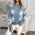 thumbnail image 6 of Royisotas Womens Sweaters Knit Sweaters Pullover Floral Trendy Long Sleeve Warm Tops for Women Crewneck, 6 of 6
