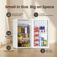 thumbnail image 3 of BANGSON 3.2 Cu.ft Mini Fridge with Freezer - Small Refrigerator for Bedroom Dorm Office, Compact Single Door, Adjustable 5-Temp & Quiet, White, 3 of 7