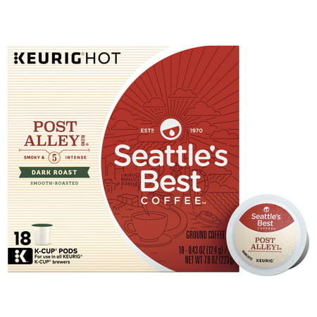 Seattle's Best Coffee Post Alley Blend (Previously Signature Blend No. 5) Dark Roast Single Cup Coffee for Keurig Brewers, Box of 18 (18 Total K-Cup