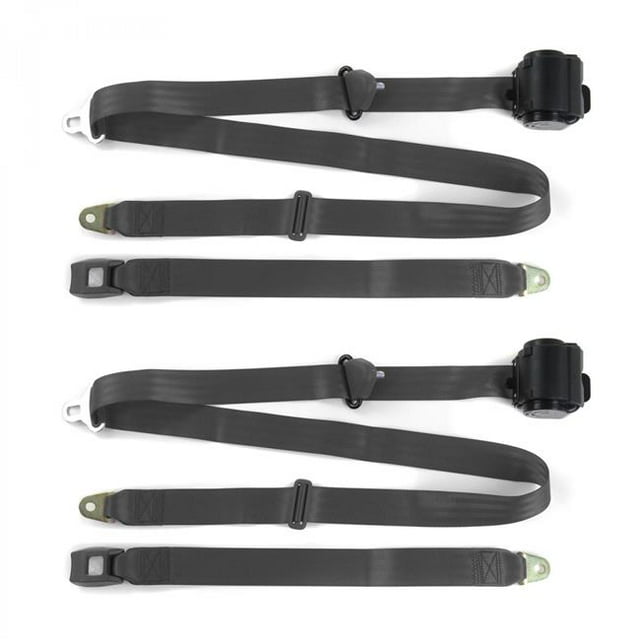 Chevy FS Blazer 1973-1991 Standard 3 Point Charcoal Retractable Bucket Seat Belt Kit - 2 Belts