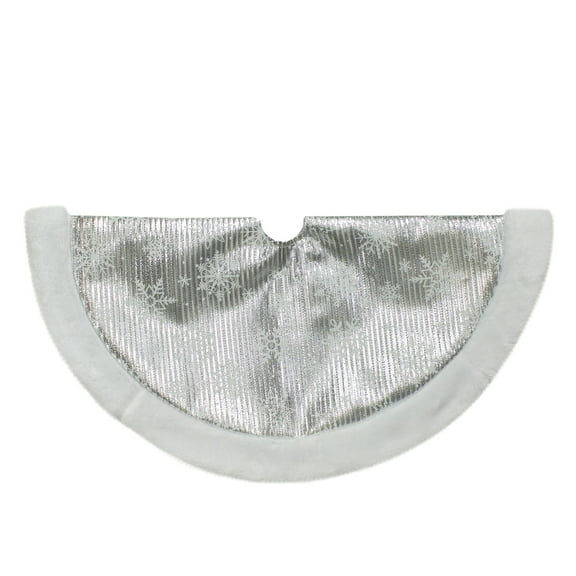 Northlight 20-Inch Silver and White Metallic Snowflake Mini Christmas Tree Skirt