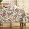 thumbnail image 2 of Designer Vintage Linen Small Rectangle Tablecloth,William Morris Floral Colorful Pattern Table Cloth,Decor Table Cover for Kitchen,Dining,Thanksgiving,Christmas,55"*71"-Flowershadow a, 2 of 8